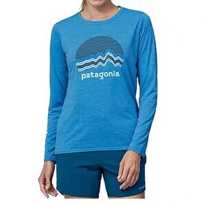 NWT Blue Patagonia Women’s Long Sleeve Capilene Cool Daily Graphic Shirt